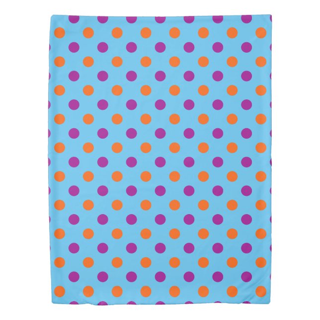 Blue Purple Orange Polka Dot Pattern Duvet Cover (Front)