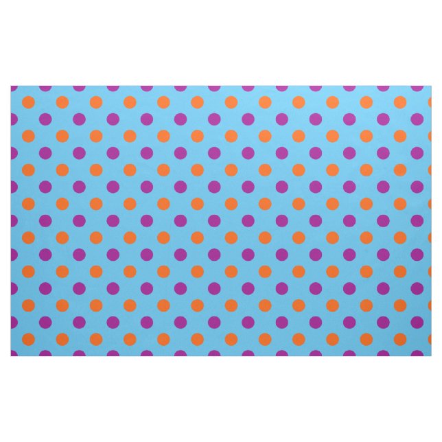 Blue Purple Orange Polka Dot Pattern Fabric (Fat Quarter)
