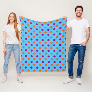 Blue Purple Orange Polka Dot Pattern Fleece Blanket