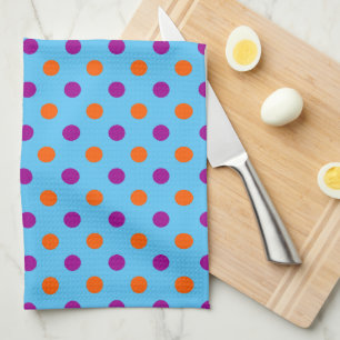 Blue Purple Orange Polka Dot Pattern Kitchen Towel