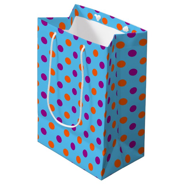 Blue Purple Orange Polka Dot Pattern Medium Gift Bag (Front Angled)
