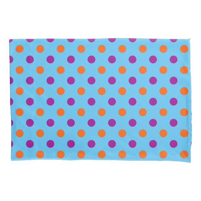 Blue Purple Orange Polka Dot Pattern Pillow Case (Front)