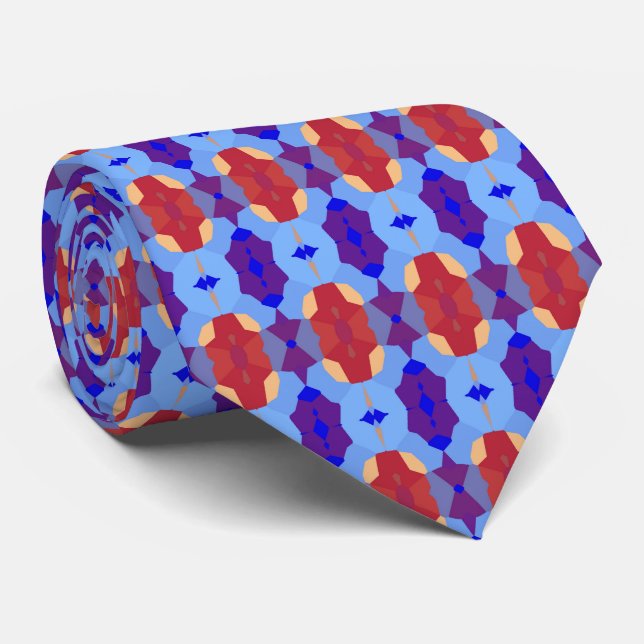Blue Purple Orange Unique Pattern Neck Tie (Rolled)