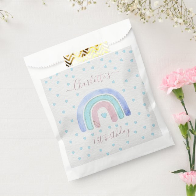 Blue Purple Pastel Rainbow First Birthday Favor Bag (Sealed)