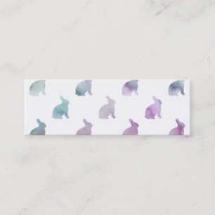 Blue Purple Pastel Watercolor Bunny Background Mini Business Card