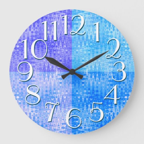 Blue Purple Pattern Elegant Oversize Numbers Large Clock