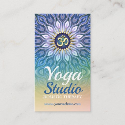 Blue Purple  Peach Energy Meditation Mandala Yoga Business Card