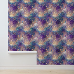 Blue Purple Peacocks Wallpaper