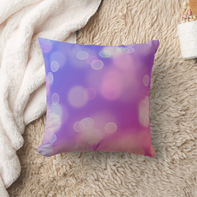 Blue Purple Pink Bokeh Gradient Throw Pillow (Blanket)
