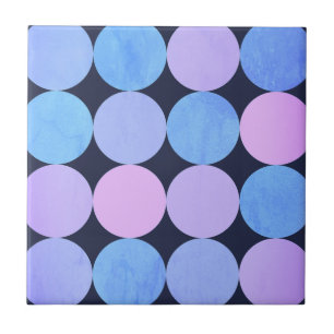 Blue Purple & Pink Circles Ceramic Tile