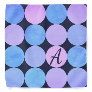 Blue Purple & Pink Circles Monogram Bandana