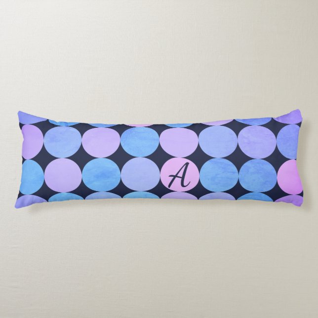 Blue Purple & Pink Circles Monogram Body Pillow (Front)