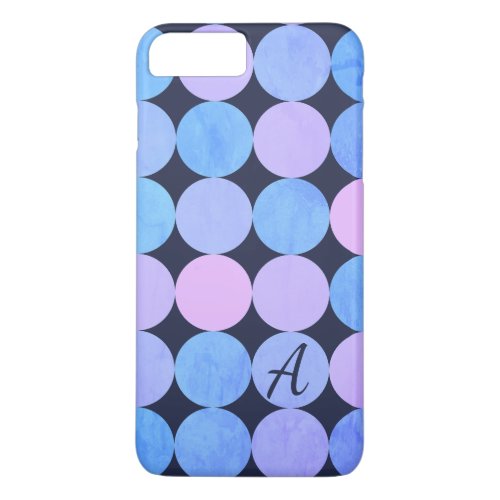 Blue Purple  Pink Circles Monogram iPhone 8 Plus7 Plus Case