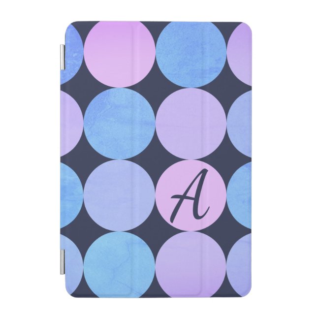 Blue Purple & Pink Circles Monogram iPad Mini Cover (Front)