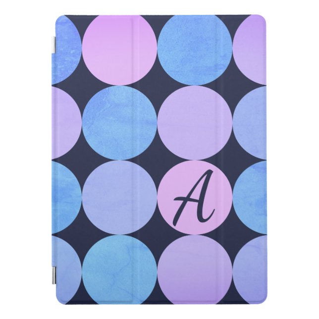 Blue Purple & Pink Circles Monogram iPad Pro Cover (Front)