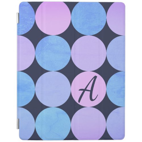 Blue Purple  Pink Circles Monogram iPad Smart Cover