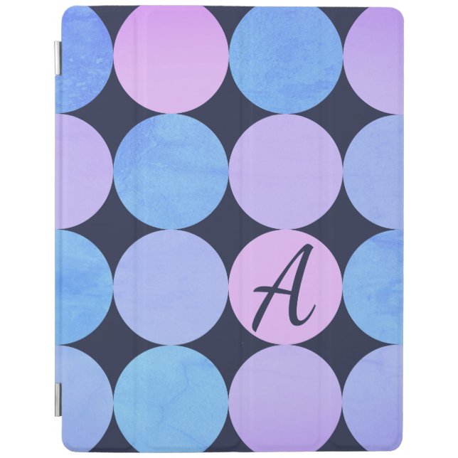 Blue Purple & Pink Circles Monogram iPad Smart Cover (Front)