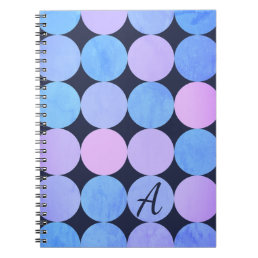 Blue Purple &amp; Pink Circles Monogram Notebook