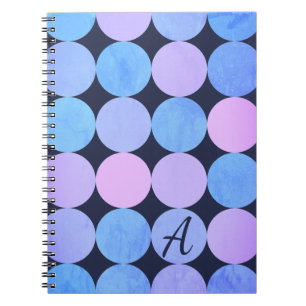 Blue Purple & Pink Circles Monogram Notebook