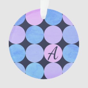 Blue Purple & Pink Circles Monogram Ornament