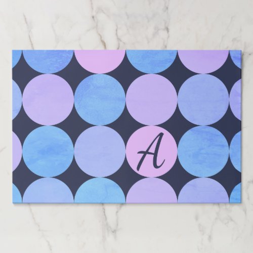 Blue Purple  Pink Circles Monogram Paper Pad