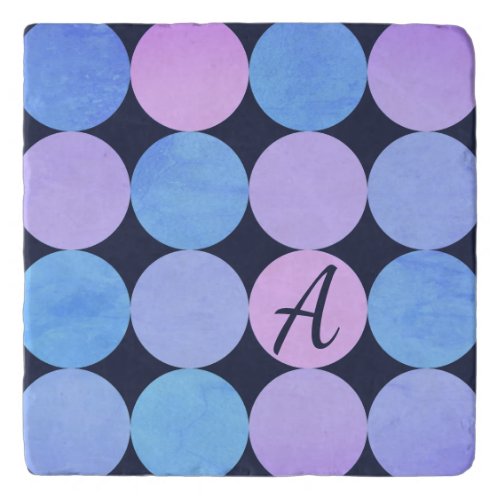 Blue Purple  Pink Circles Monogram Trivet