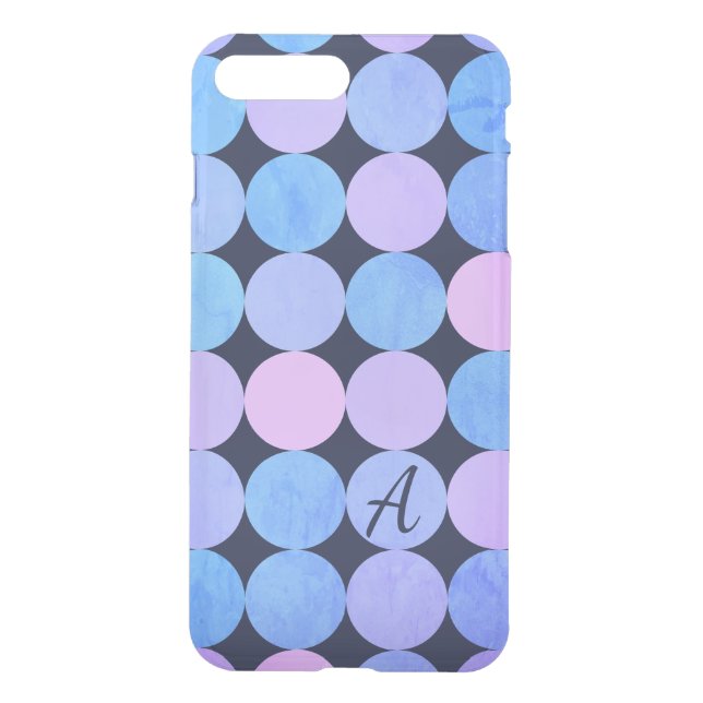 Blue Purple & Pink Circles Monogram Uncommon iPhone Case (Back)