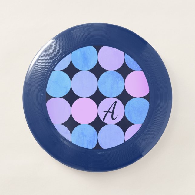 Blue Purple & Pink Circles Monogram Wham-O Frisbee (Front)