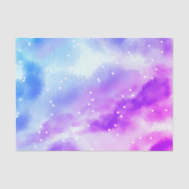 Blue Purple Pink Clouds Abstract Design Tissue Paper (Front)