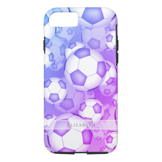 blue purple pink colorful soccer balls pattern iPhone 8/7 case