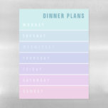 Blue Purple Pink Days of the Week Dinner Planner Magnetic Dry Erase Sheet<br><div class="desc">Modern weekly dinner menu magnetic sheet for your fridge in different shades of blue,  purple,  and pink in a gradient. Blue and purple weekly dinner planner that's magnetic. Magnetic weekly dinner menu in blue,  purple,  violet,  and pink.</div>