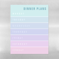 Blue Purple Pink Days Of The Week Dinner Planner Magnetic Dry Erase Sheet at Zazzle