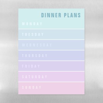 Blue Purple Pink Days Of The Week Dinner Planner Magnetic Dry Erase Sheet by birchandoak at Zazzle