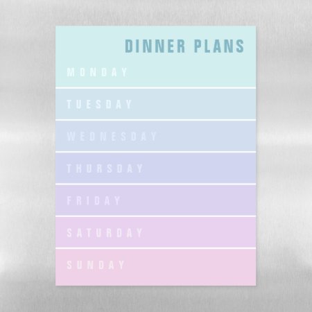 Blue Purple Pink Days Of The Week Dinner Planner Magnetic Dry Erase Sh