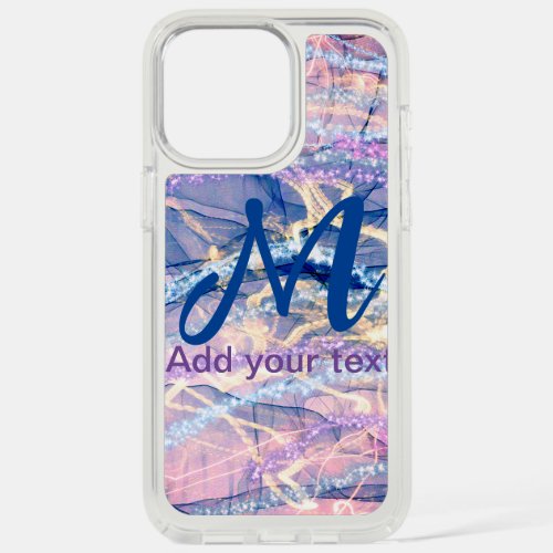 blue purple pink glitter marble add your text lett iPhone 15 pro max case