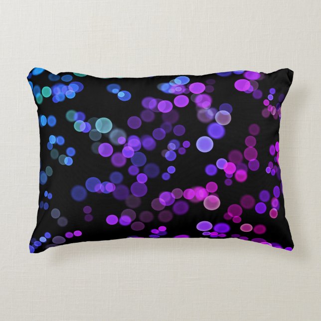 Blue Purple Pink Green Abstract Bubble Pattern Accent Pillow (Front)