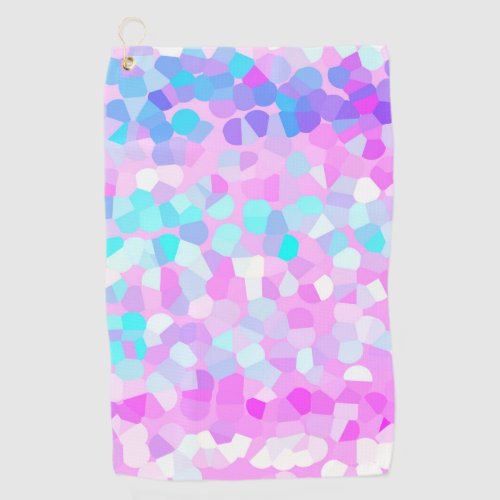 Blue purple Pink Green Pastel Mosaic Abstract  Golf Towel