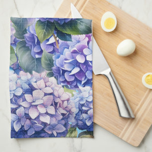 Blue Purple Pink Hydrangea Pattern Kitchen Towel