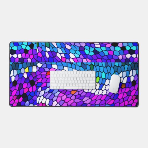 Blue Purple Pink Mosaic Tile Desk Mat