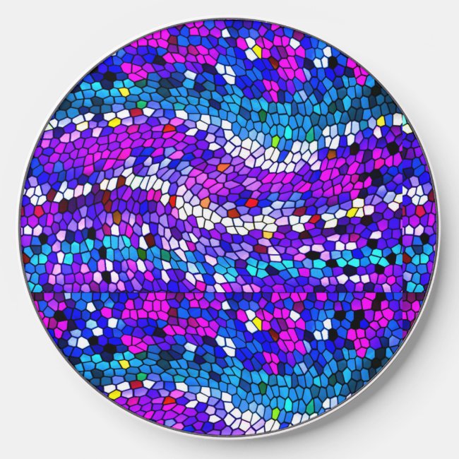 Blue Purple Pink Mosaic Tile Wireless Charger