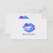 Blue Purple Pink Painted Lips Makeup Artist Business Card (Front/Back)