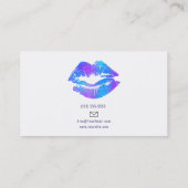 Blue Purple Pink Painted Lips Makeup Artist Business Card (Back)