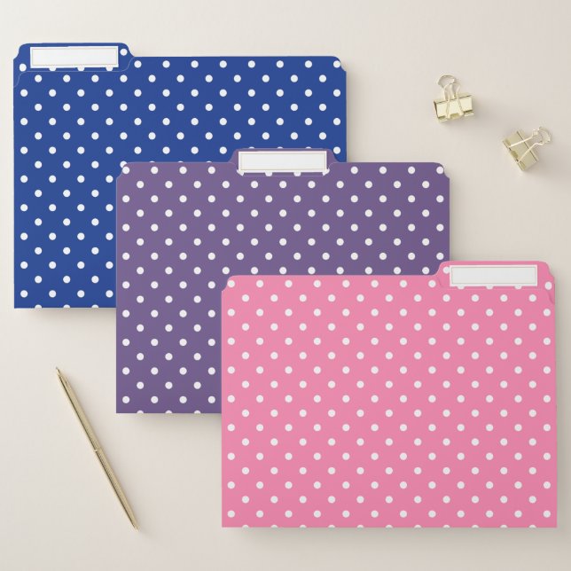 Blue/Purple/Pink Polka Dots File Folders (Set)