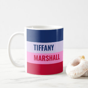 Blue Purple Pink Red Stripes Pattern Personalised Coffee Mug