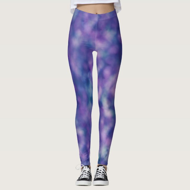 Blue Purple Pink Unique Cool Chic Leggings (Front)