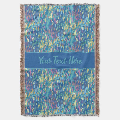 Blue Purple Pink Yellow Floral Watercolor Art Throw Blanket
