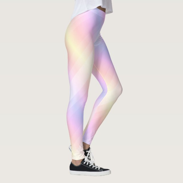 Blue Purple Pink Yellow Stripes Template Modern Leggings (Right)