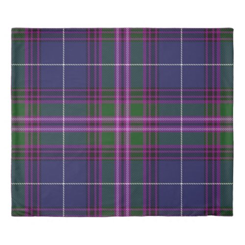 Blue Purple Plaid King Duvet Cover