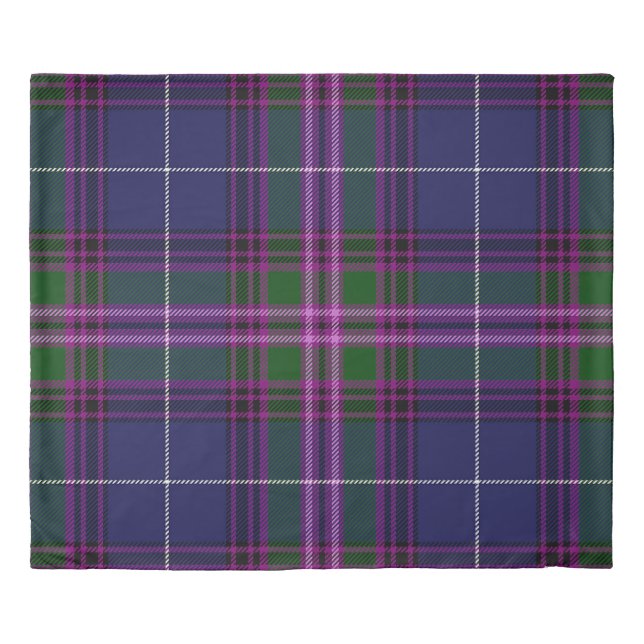 Blue Purple Plaid King Duvet Cover (Front)