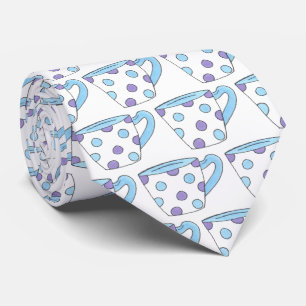 Blue Purple Polka Dot Teacup Tea Time Cup Party Tie